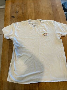 DARE White Short-Sleeve Crewneck T-Shirt with Small Multicolor Logo